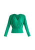 Paisie Draped Wrap Jersey Top in Green Cut Out